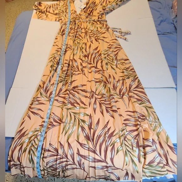 Rachel Pally Palm Print Orange & Brown Caftan Maternity Dress NWT XS - Picture 10 of 11